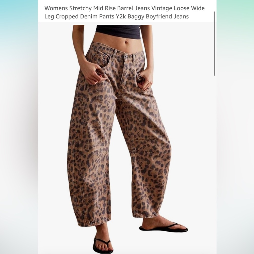 Leopard Print Wide Leg Jeans